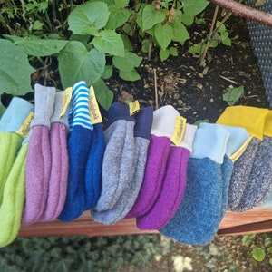 ORGANIC fulled gloves for babies, toddlers, mittens, colorful, surprise color!!