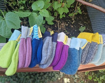 Guantes de lana orgánica para bebés y niños pequeños, manoplas, coloridos, ¡color sorpresa!