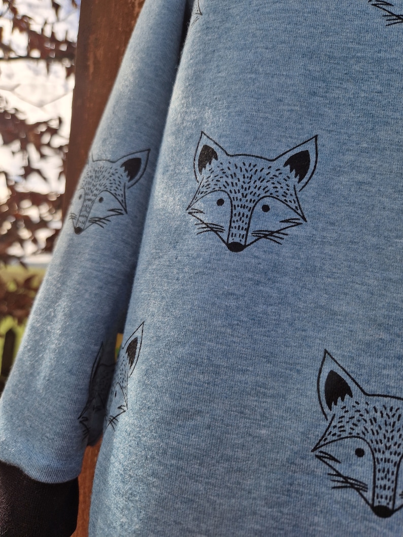 Long sleeve shirt, Longshirt, Jerseyshirt, Fox, blue image 2