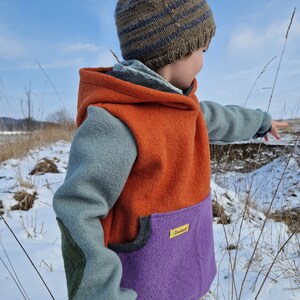 Walk hoodie, outdoor sweater, color blocking, wool walk hoodie image 6