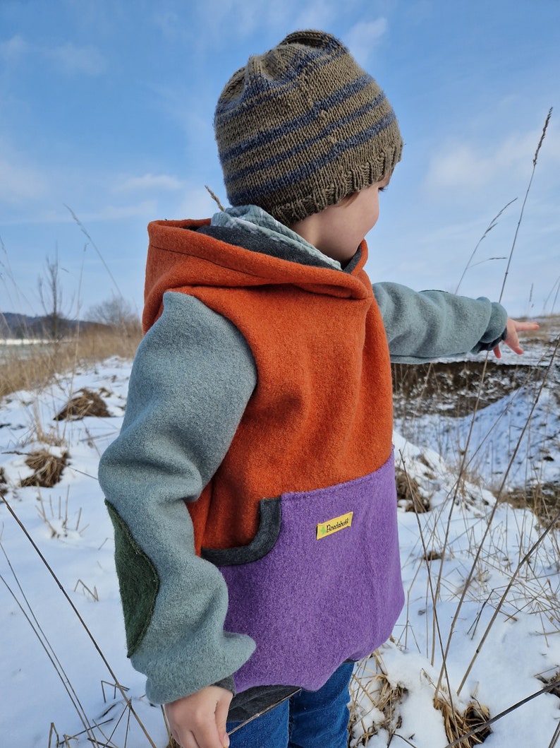 Walk hoodie, outdoor sweater, color blocking, wool walk hoodie image 6