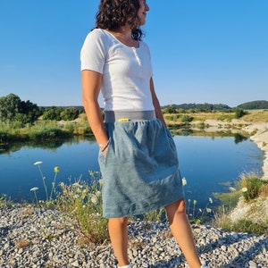 Cord skirt, women's skirt, shadow green, wide cord skirt