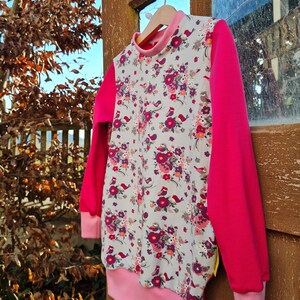 Sweater, children's sweater, longshirt, flowers, birds, pink, grey image 10