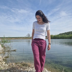 Muslin pants women, muslin, bloomers, berry, summer pants