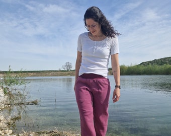 Mousseline broek dames, mousseline, bloeiers, bessen, zomerbroeken