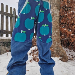 Corduroy trousers, wide corduroy trousers, bloomers, jeans blue, apples, bygraziela image 5