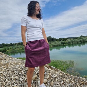 Corduroy skirt, women's skirt, mauve, wide corduroy skirt image 3