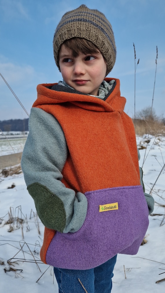 Walk Hoodie Outdoor Sweater Color Blocking Boiled Wool Hoodie