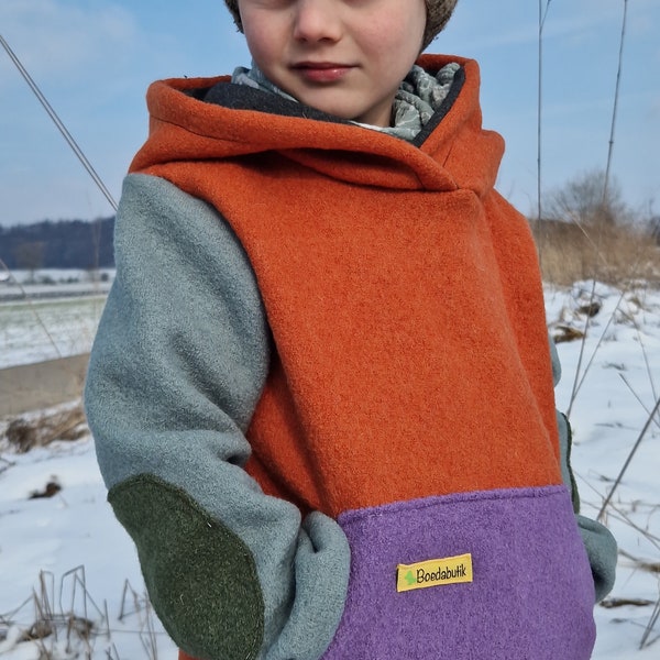 Sweat à capuche de marche, pull extérieur, blocage des couleurs, sweat à capuche de marche en laine