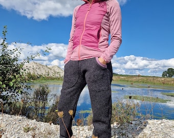 Women's wool trousers, outdoor trousers, dark grey