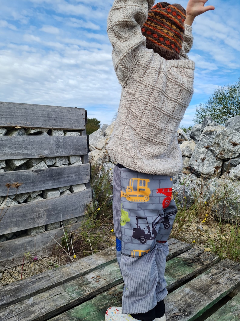 Corduroy trousers, with softshell, construction vehicles, playground trousers, wide corduroy, pump trousers image 5