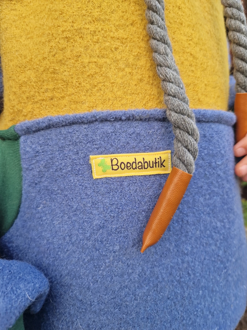 Walkhoodie, Outdoorpullover, Wollwalk Hoodie, blau, gelb, grün Bild 5