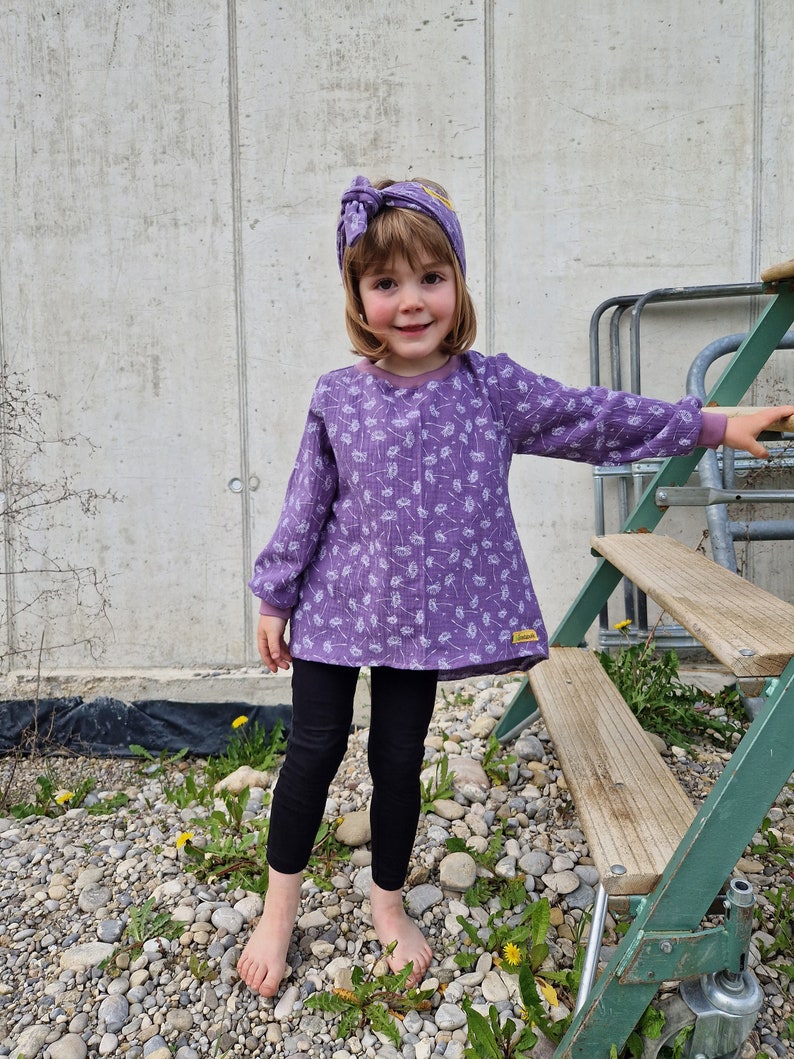 Muslin blouse, muslin top, muslin tunic, summer tunic, dandelion purple image 2