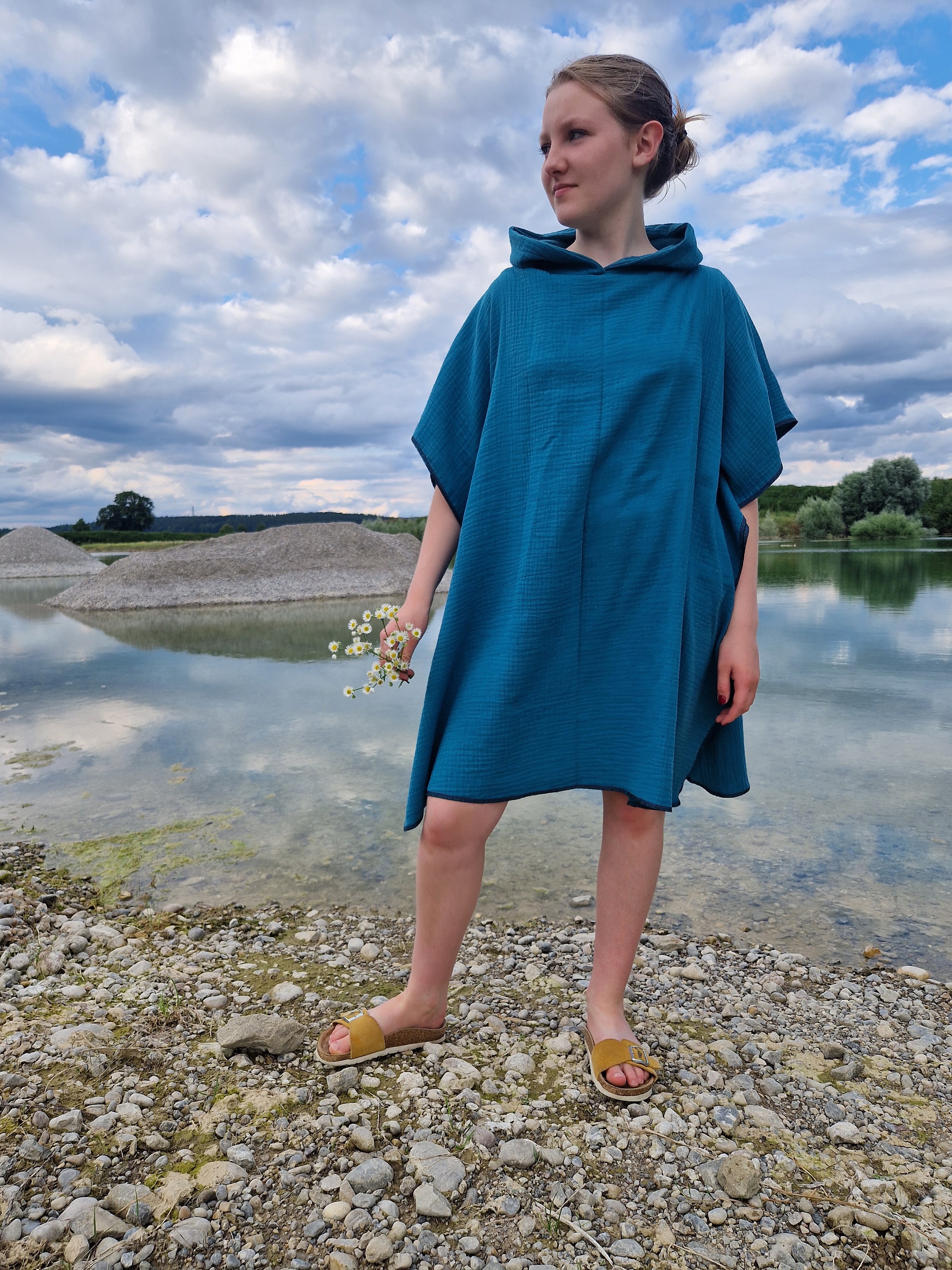 Muslin, poncho, bath poncho