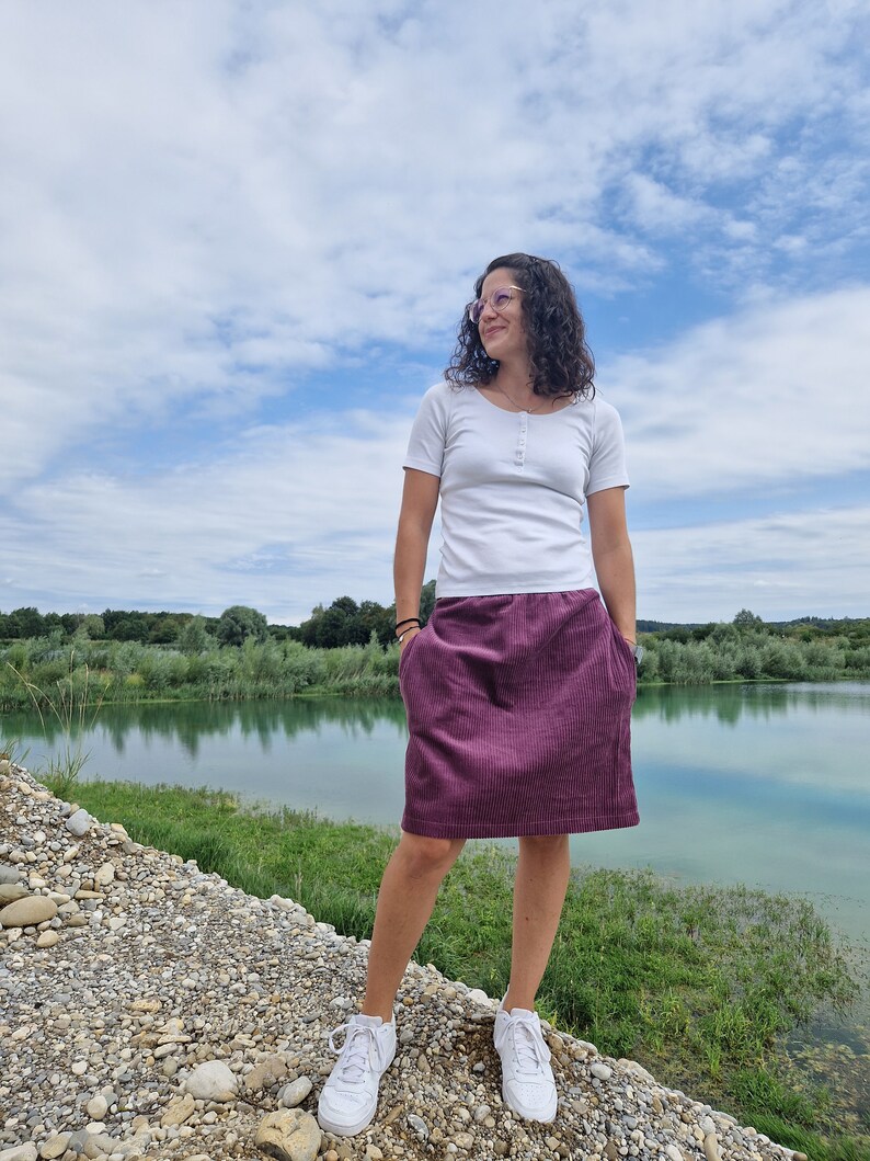 Corduroy skirt, women's skirt, mauve, wide corduroy skirt image 7