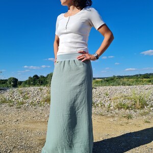 Muslin skirt, ladies, muslin, ghost green, summer skirt image 2