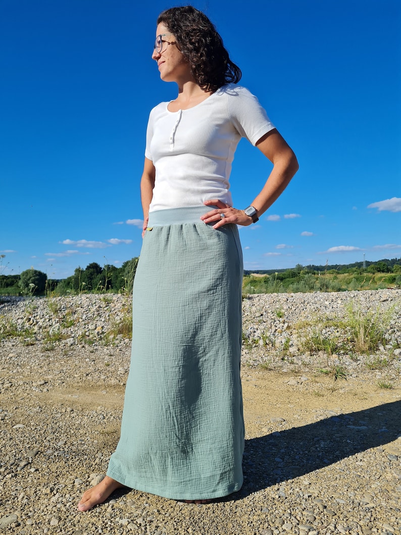 Muslin skirt, ladies, muslin, ghost green, summer skirt image 2