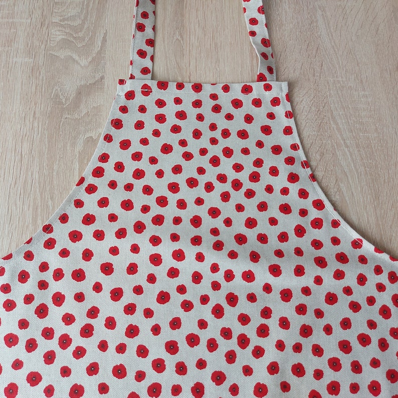 Bib apron, apron, barbecue apron, kitchen apron, women, men, linen look Mohn