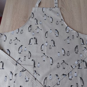 Bib apron, apron, barbecue apron, kitchen apron, women, men, linen look Pinguin