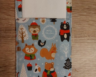 Bestecktasche, 1 Stück, Winter, Tiere, für Kinder, Weihnachten, gedeckter Tisch, Geschenk, nachhaltig