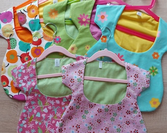 Klammerkleid, Klammerbeutel, Klammerschürze, Klammerbeutel, Klammersack, Wäscheklammern aufbewahren, incl. Bügel, Blüten, Äpfel, Retro