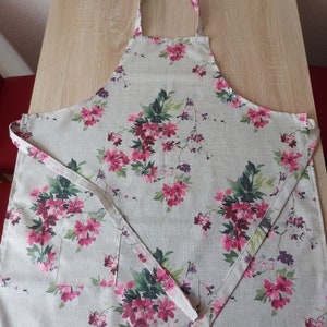 Bib apron, apron, barbecue apron, kitchen apron, women, men, linen look Blumen