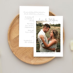 Hochzeitseinladung mit Foto, Personalisierte Hochzeitseinladung, Fotokarte, Einladung Hochzeitspapeterie mit Foto DIN A6, Lisa