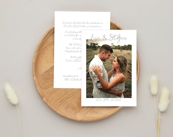 Hochzeitseinladung mit Foto, Personalisierte Hochzeitseinladung, Fotokarte, Einladung Hochzeitspapeterie mit Foto DIN A6, Lisa