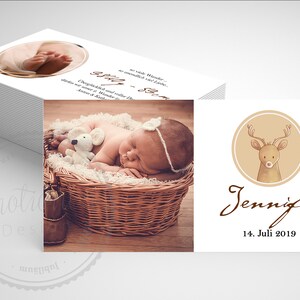 Dankeskarte zur Taufe Geburt mit Foto, Baby-foto-Karte, Ankündigung zur Taufe Geburt, Taufe Geburt Karte Geburtsankündigung, Tiere Nr3