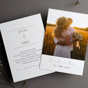 Dankeskarte Hochzeit, Personalisierte Danksagung mit Foto, Hochzeitsdanksagung, Danksagungskarte, Hochzeitspapeterie, Papeterie, Eric