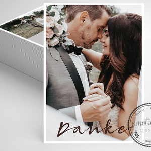 Dankeskarte Hochzeit, Personalisierte Danksagung mit Foto, Hochzeitsdanksagung, Danksagungskarte, Papeterie, Deutsch Französisch Italienisch