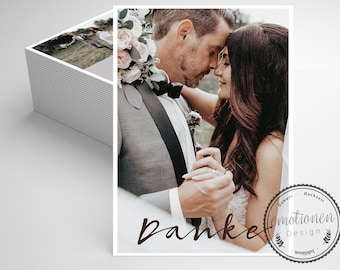 Dankeskarte Hochzeit, Personalisierte Danksagung mit Foto, Hochzeitsdanksagung, Danksagungskarte, Papeterie, Deutsch Französisch Italienisch