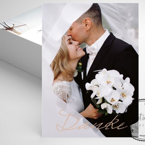 Dankeskarte Hochzeit, Personalisierte Danksagung mit Foto, Foto Hochzeitsdanksagung, Danksagungskarte, Danke, Handwriting, Papeterie