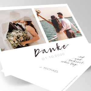 Dankeskarte Hochzeit, Personalisierte Danksagung mit Foto, Hochzeitsdanksagung, Danksagungskarte, Hochzeitspapeterie, Papeterie, Doppeltbild