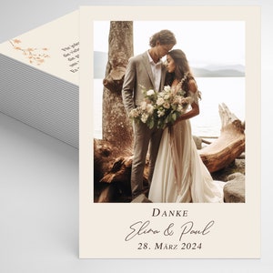 Dankeskarte Hochzeit, Personalisierte Danksagung mit Foto, Hochzeitsdanksagung, Danksagungskarte, Papeterie, Papeterie, Elina