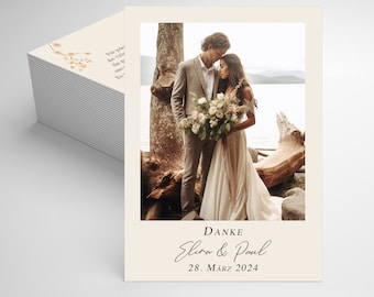 Dankeskarte Hochzeit, Personalisierte Danksagung mit Foto, Hochzeitsdanksagung, Danksagungskarte, Papeterie, Papeterie, Elina