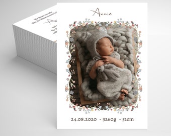 Geburtsankündigung, Dankeskarte Baby, Fotokarte, Papeterie, Ankündigung zur Geburt, Taufe, Baby Karte, A6, Boy, Girl, Annie