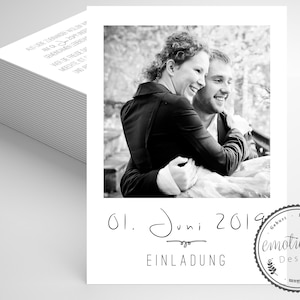 Hochzeitseinladung mit Foto, Personalisierte Hochzeitseinladung, Fotokarte, Einladung zur Hochzeit mit Polariodfoto, Polariod, DIN A6