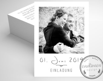 Hochzeitseinladung mit Foto, Personalisierte Hochzeitseinladung, Fotokarte, Einladung zur Hochzeit mit Polariodfoto, Polariod, DIN A6