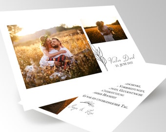 Dankeskarte Hochzeit, Personalisierte Danksagung mit Foto, Hochzeitsdanksagung, Danksagungskarte, Hochzeitspapeterie, Papeterie, Sonne