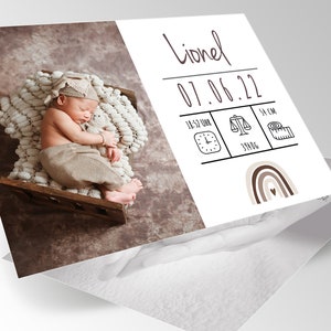 Geburtsankündigung, Dankeskarte Baby, Fotokarte, Baby-foto-Karte, Ankündigung zur Geburt, Taufe, Baby Karte, A6, Boy, Girl, Lionel