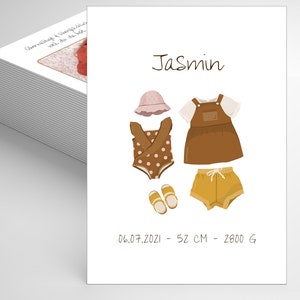 Geburtsankündigung, Dankeskarte Baby, Fotokarte, Baby-foto-Karte, Ankündigung zur Geburt, Taufe, Baby Karte, A6, Boy, Girl, Jasmin