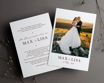Hochzeitseinladung mit Foto, Personalisierte Hochzeitseinladung, Fotokarte, Einladung Papeterie mit Foto DIN A6, Lisa 2