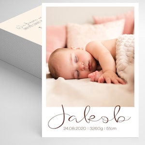 Geburtsankündigung, Dankeskarte Baby, Fotokarte, Baby-foto-Karte, Ankündigung zur Geburt, Taufe, Baby Karte, A6, Boy, Girl, Jakob