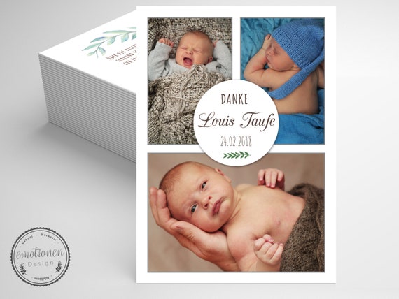 Ab 25 Dankeskarte Zur Taufe Fotokarte Baby Foto Karte Etsy