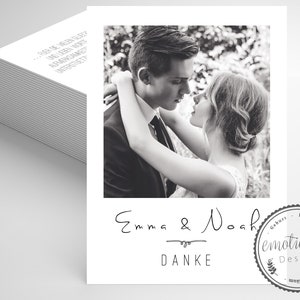 ab 25 Dankeskarte Hochzeit, Personalisierte Danksagung mit Foto, Polariodfoto Hochzeitsdanksagung, Danksagungskarte, Polariod, A6, Perlmutt