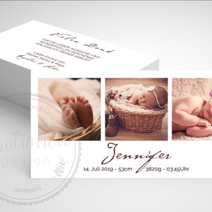 Geboortekaartje Kaart - Baby Bedankkaart - Fotokaart - Baby Fotokaart - Geboortekaart - Babykaart - Briefpapier - Jennifer