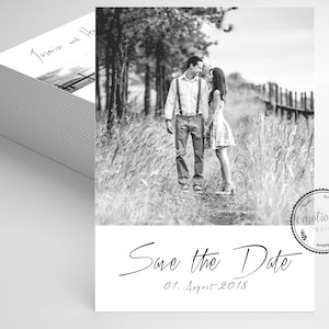 ab 25 Save the Date Hochzeit, Personalisierte Save the Date mit Foto, zauberhafte Foto Save the Date, Modern, Jasmin, DIN A6