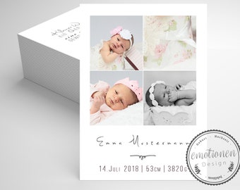 Geburtsankündigungskarte, Dankeskarte Baby, Fotokarte, Baby-foto-Karte, Ankündigung zur Geburt, Baby Karte, Polariod Papeterie Boho Girl