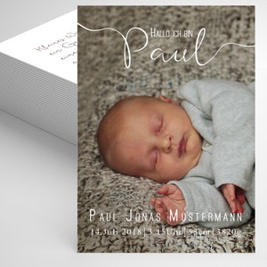 Carte d’accouchement, carte de remerciement bébé, carte photo, Carte photo bébé, Papeteri, annonce de la naissance, Carte bébé, Bonjour, BOY